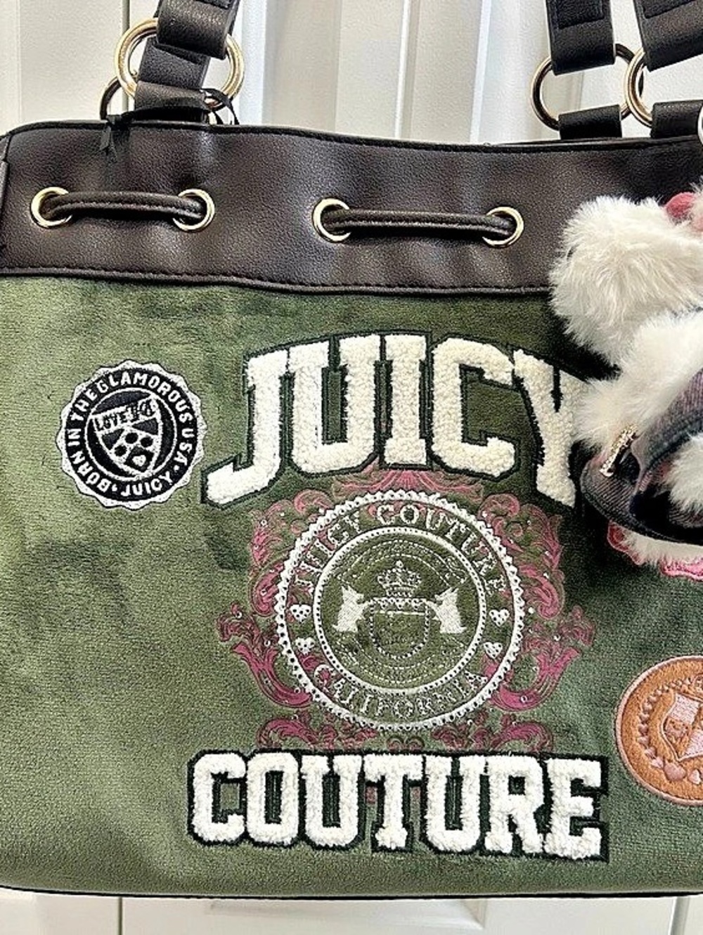 Juicy Couture Green Expresso Varsity Scotty Tote Bag